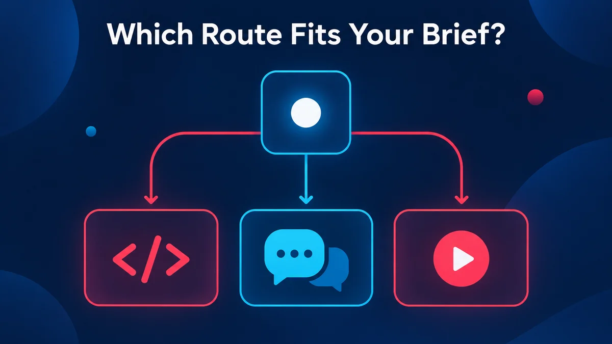 Which route fits your brief: a decision chart for code-built animation based on plan, narration, aspect ratio and code ownership