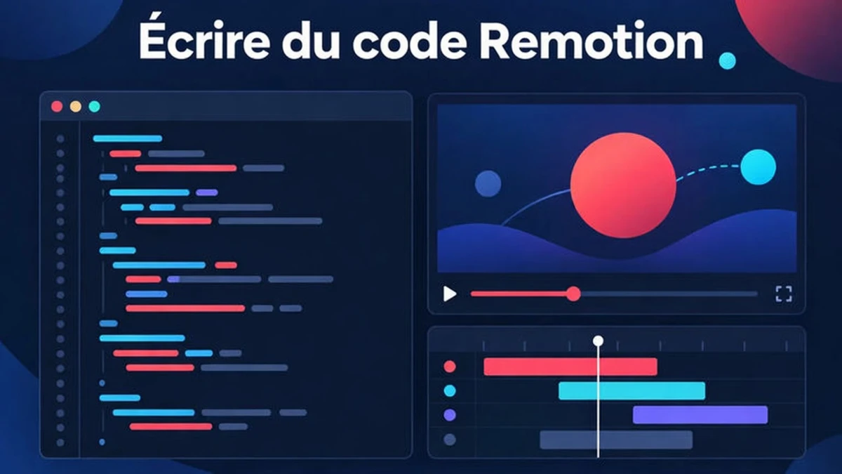 Écrire vous-même le code Remotion : un composant React reçoit un numéro d'image et dessine une image de l'animation