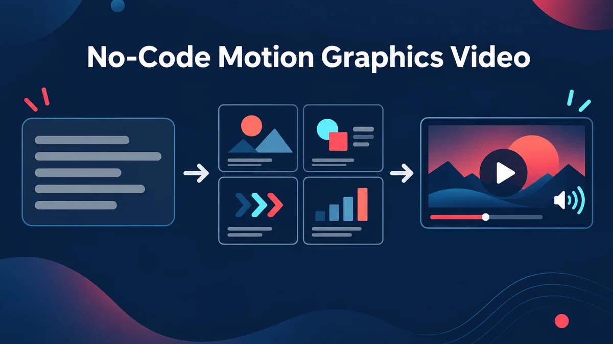 A no-code motion graphics video tool turns a description, a link or a document into an editable narrated video