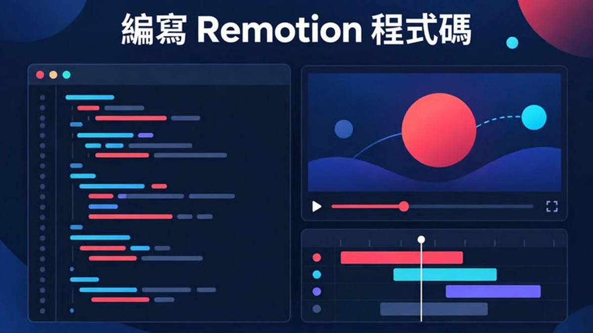 自己撰寫 Remotion 程式碼：React 元件接收影格編號，並繪製動畫的其中一個影格