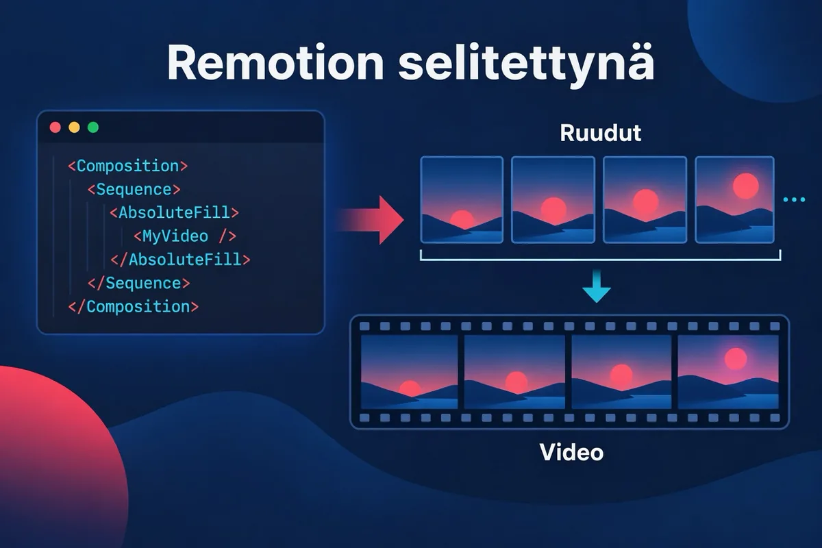 Käsitekaavio React-komponentista, joka vastaanottaa ruudun numeron ja piirtää yhden ruudun, toistettuna videoksi