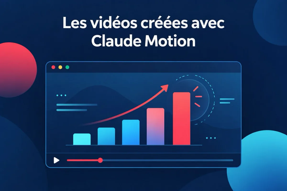 Schéma montrant comment une consigne et des contenus sources deviennent une vidéo avec Claude Motion : scènes animées avec texte, graphique et formes, puis export MP4