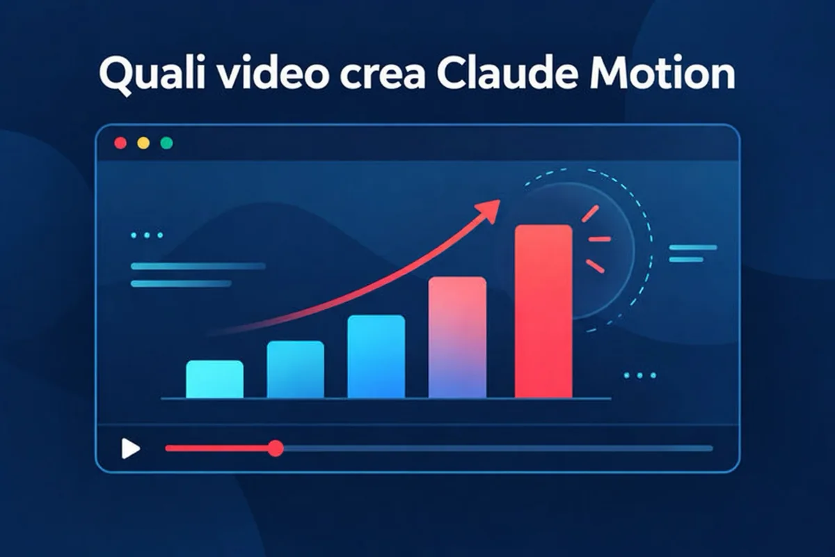 Schema che mostra come Claude Motion trasforma un prompt e materiali di partenza in scene animate con testo, un grafico e forme, fino al video MP4