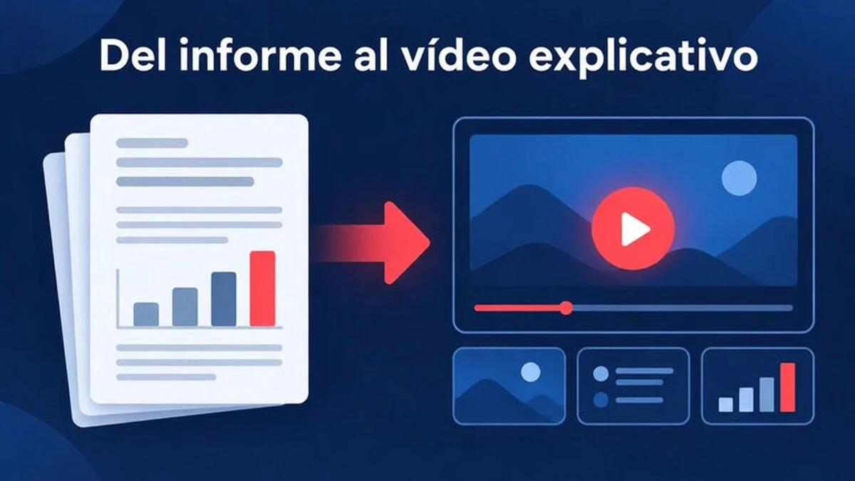 Un ejemplo de video explicativo a partir de un informe que convierte las cifras destacadas y los objetivos de un informe en una breve secuencia de escenas.