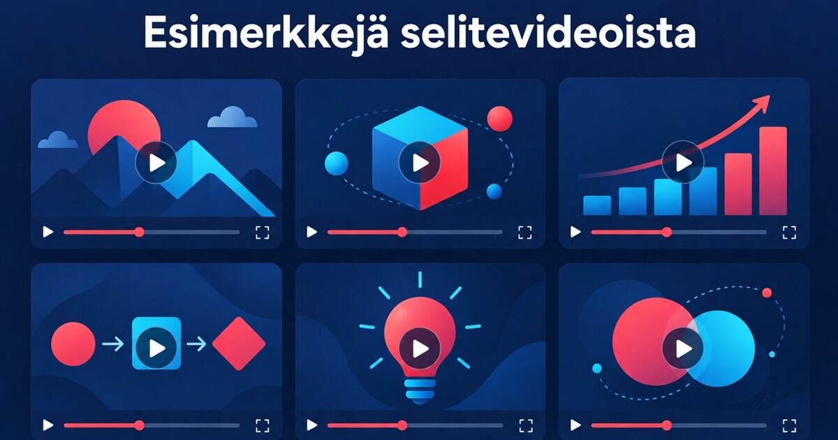 Kansikuva: selitysvideo esimerkit: 12 videota rakenteen mukaan eriteltyinä