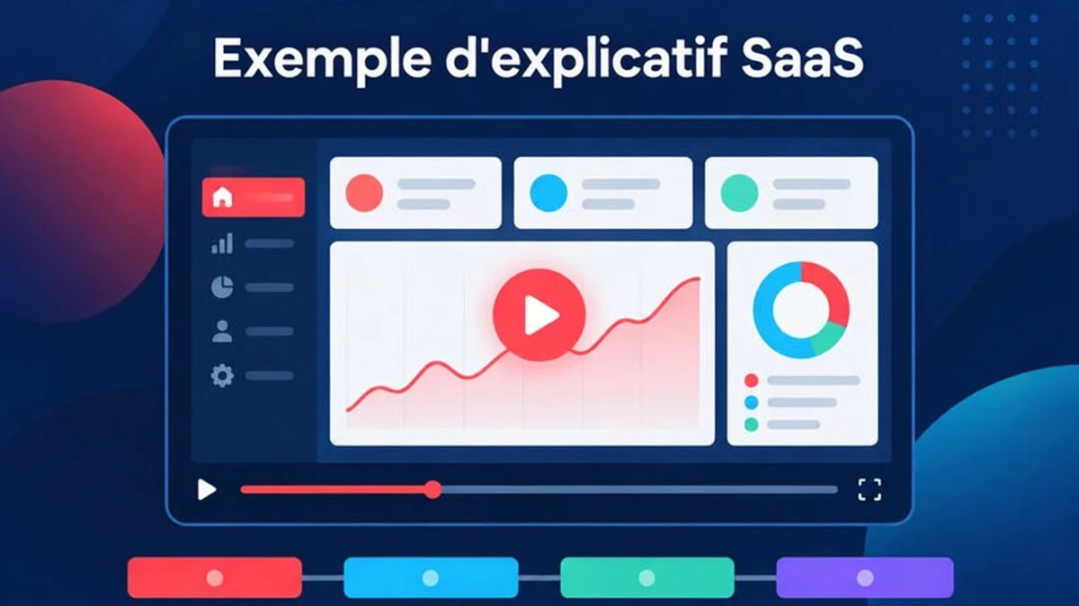 Un exemple de vidéo explicative SaaS montrant une démo produit construite à partir de trois captures d’écran d’interface, d’une liste de fonctionnalités et d’un appel à l’action final.