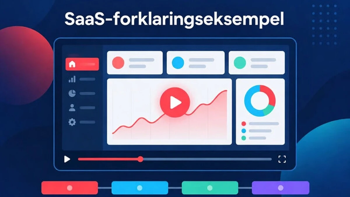 Et eksempel på en SaaS-forklaringsvideo som viser en produktdemo bygget av tre grensesnittskjermbilder, en funksjonsliste og en avsluttende oppfordring til handling.