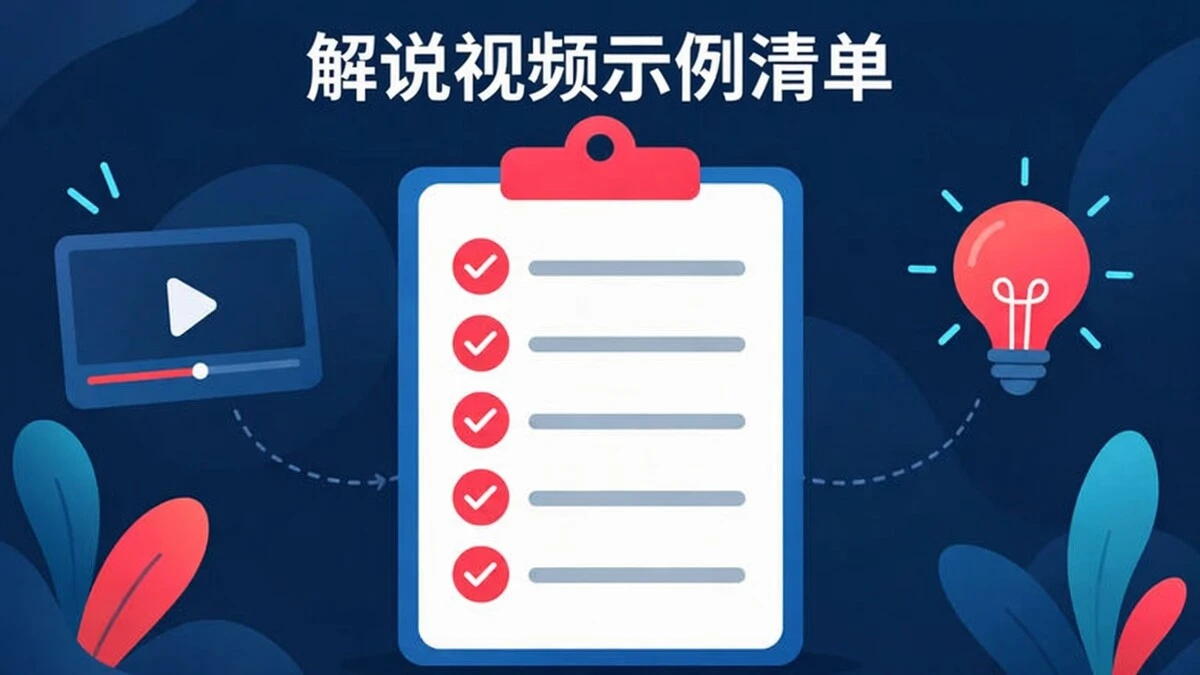 一份讲解视频案例检查清单，涵盖信息、结构、屏幕文字、事实和结尾。