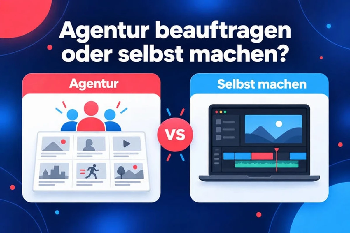 Eine Erklärvideo-Agentur beauftragen oder das Video selbst machen, als zwei Optionen nebeneinander