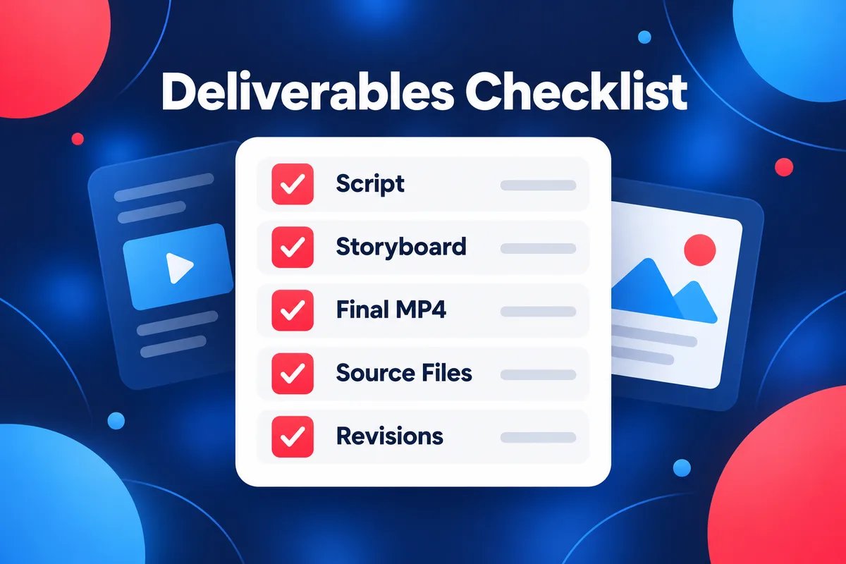 Explainer video deliverables checklist: script, storyboard, final MP4, source files and revisions