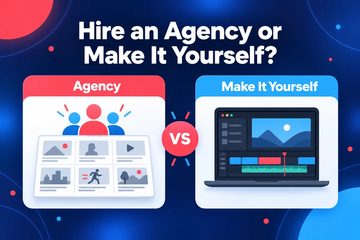 Hire an explainer video agency or make the video yourself, shown as two options side by side