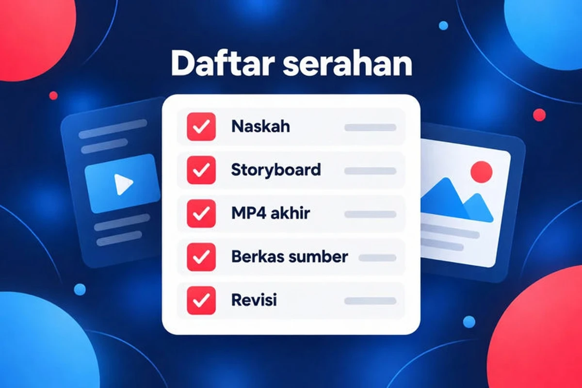 Daftar hasil video explainer: naskah, storyboard, MP4 akhir, file sumber, dan revisi