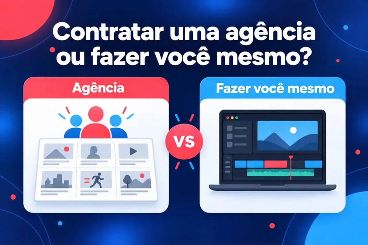 Contratar uma agência de vídeos explicativos ou fazer o vídeo sozinho, em duas opções lado a lado
