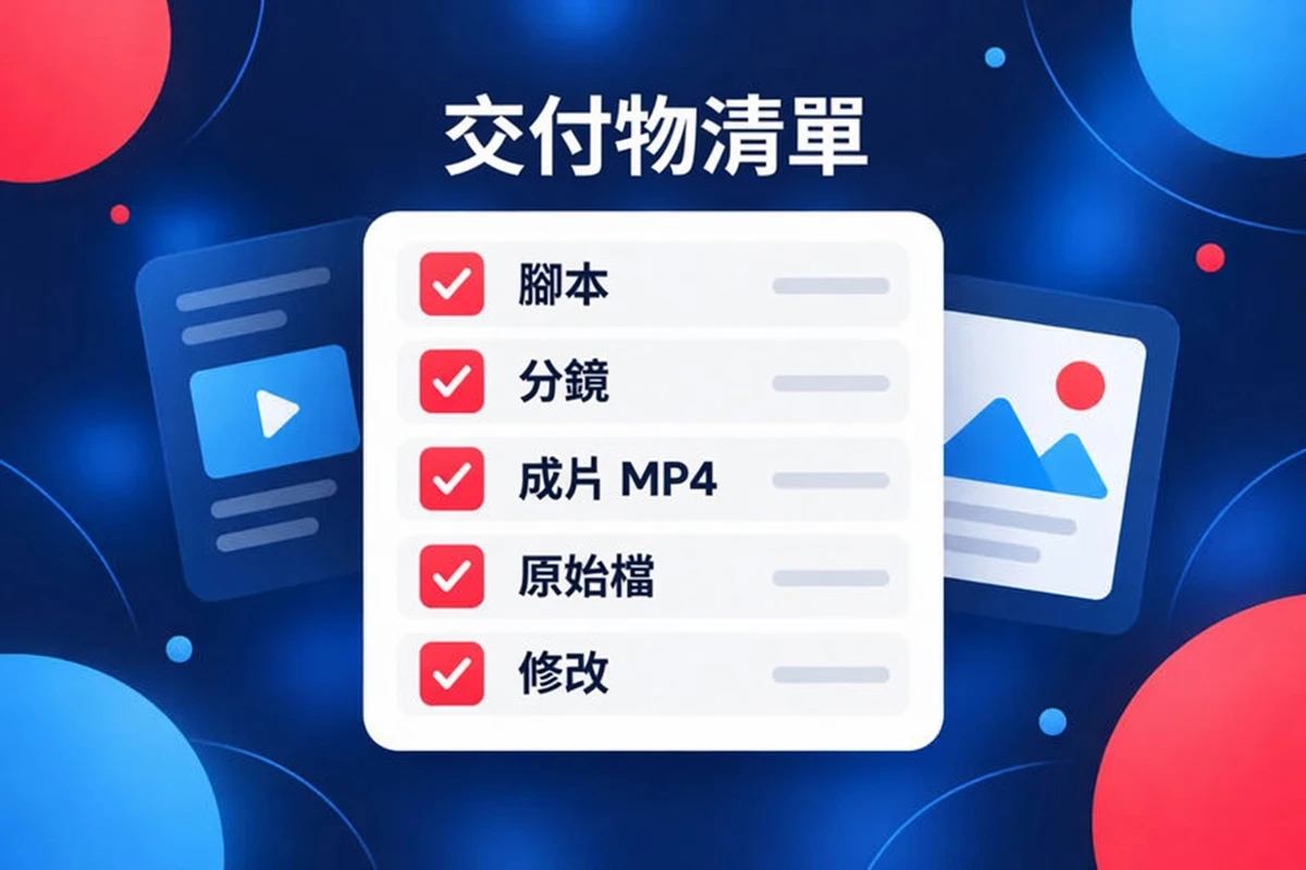 解說影片交付清單：腳本、分鏡、最終 MP4、原始檔與修改