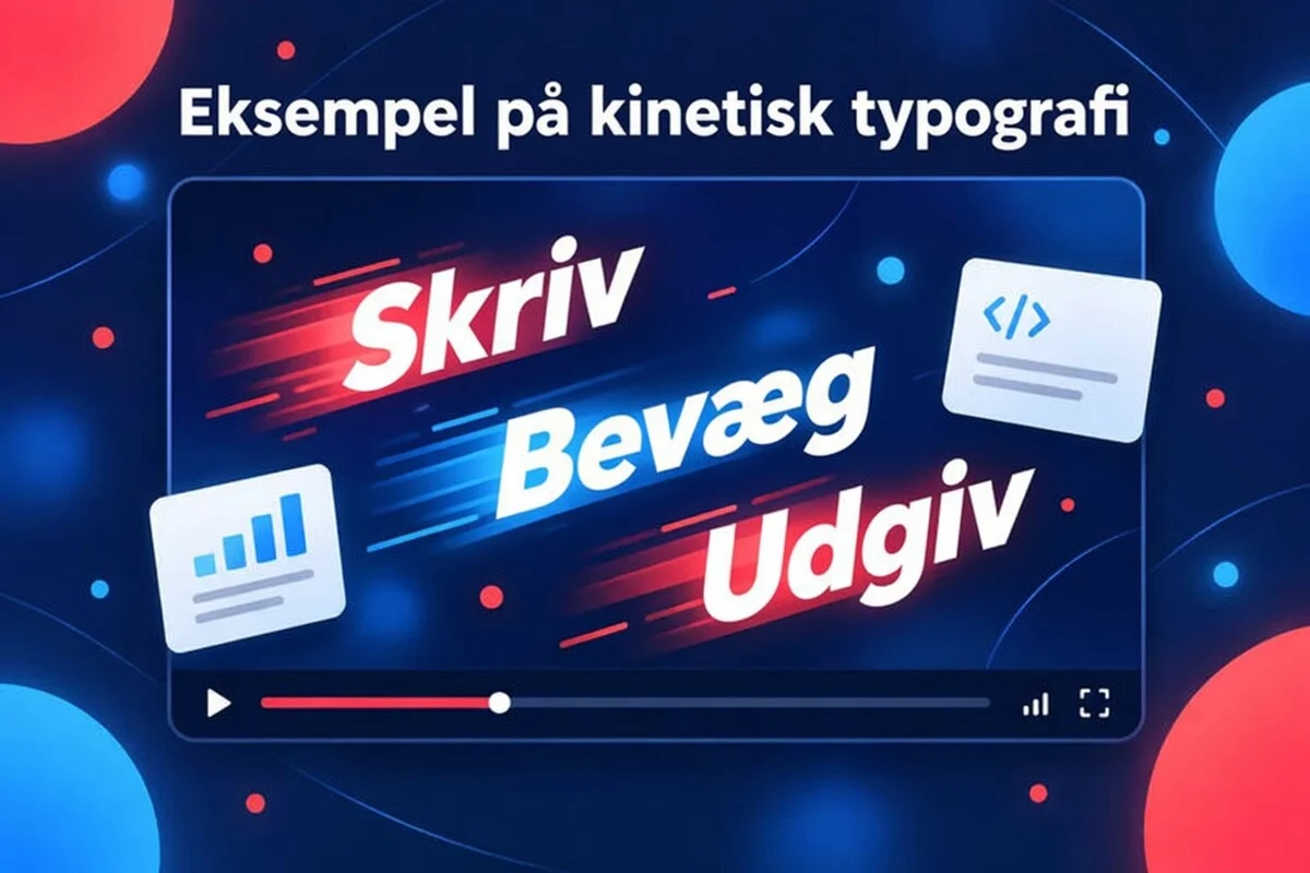 Eksempel på kinetisk typografi: ordene Write, Move og Ship animerer hen over et videobillede