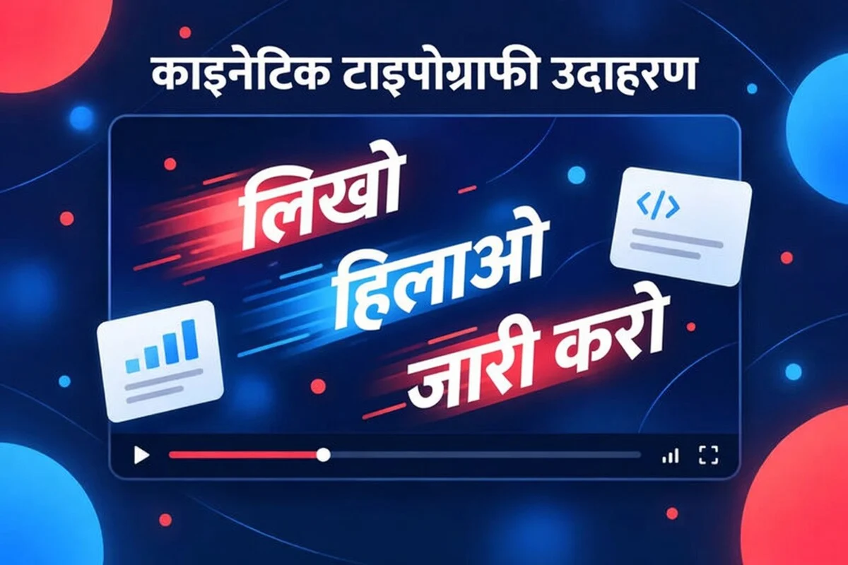 काइनेटिक टाइपोग्राफ़ी का उदाहरण: Write, Move और Ship शब्द वीडियो फ़्रेम पर एनिमेट होते हैं