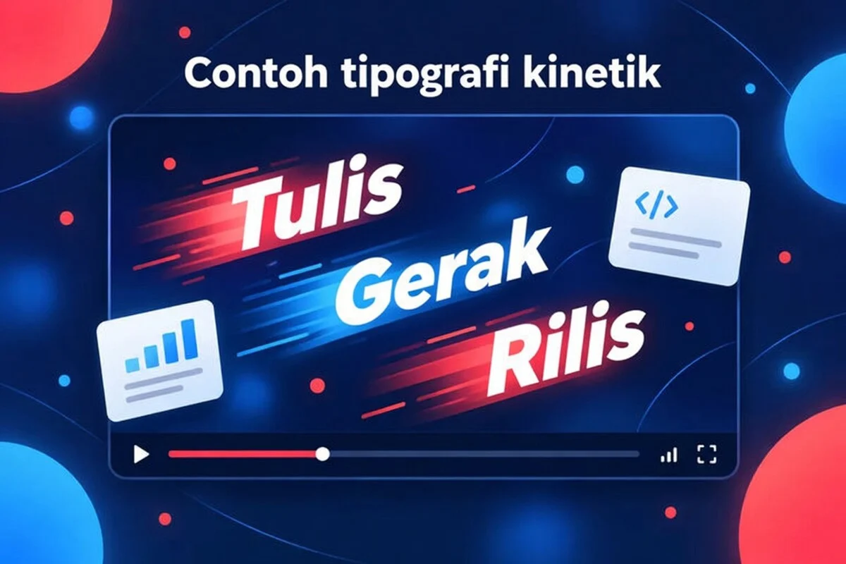 Contoh tipografi kinetik: kata Write, Move, dan Ship bergerak di bingkai video
