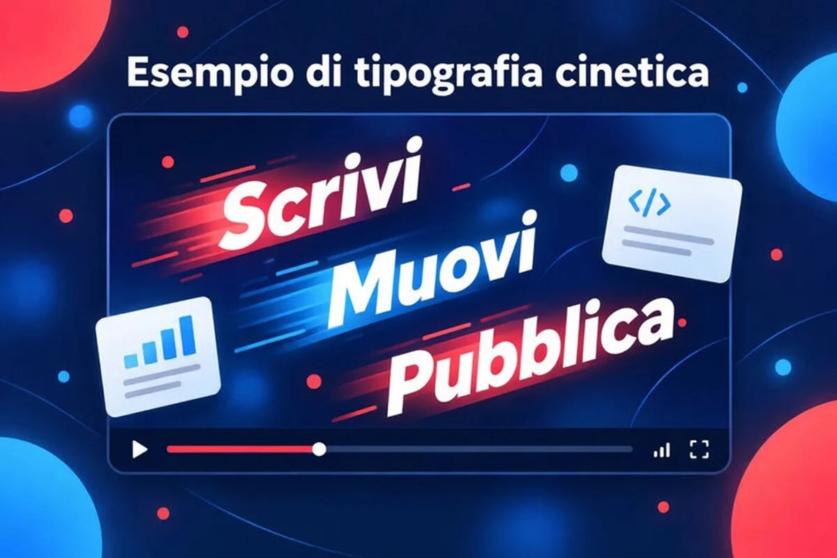 Esempio di tipografia cinetica: le parole Write, Move e Ship si animano nel fotogramma