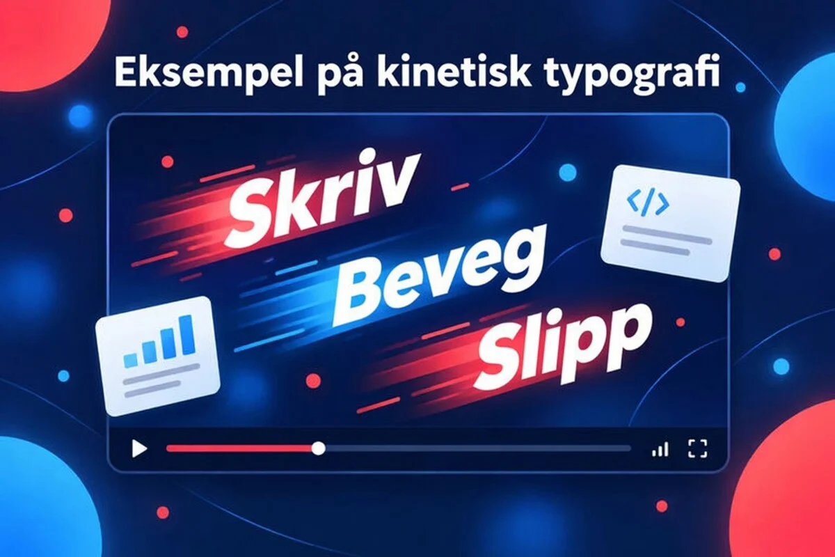 Eksempel på kinetisk typografi: ordene Write, Move og Ship animeres over en videoramme
