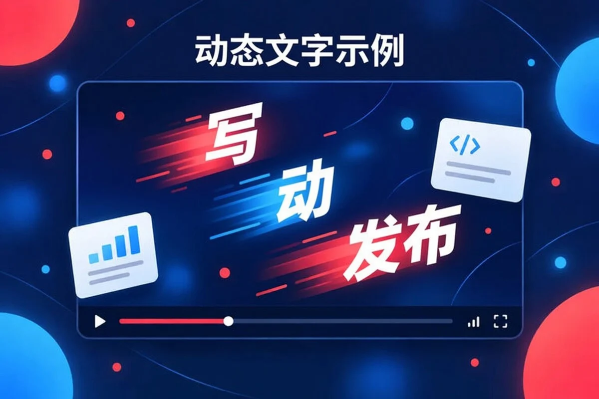 动态字体示例:Write、Move 和 Ship 在视频画面中运动