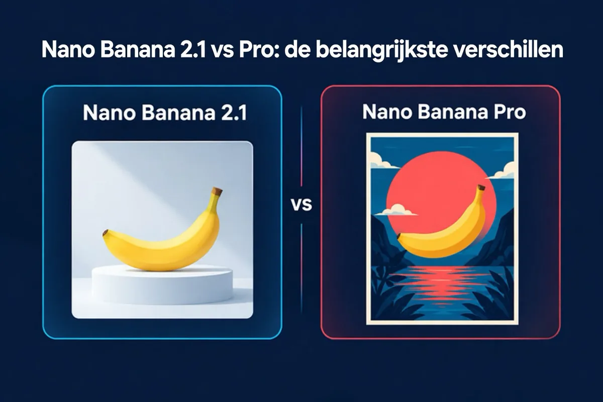 Zij-aan-zij-vergelijking van Nano Banana 2.1 en Nano Banana Pro: goedkoper alledaags model versus op detail gericht professioneel model