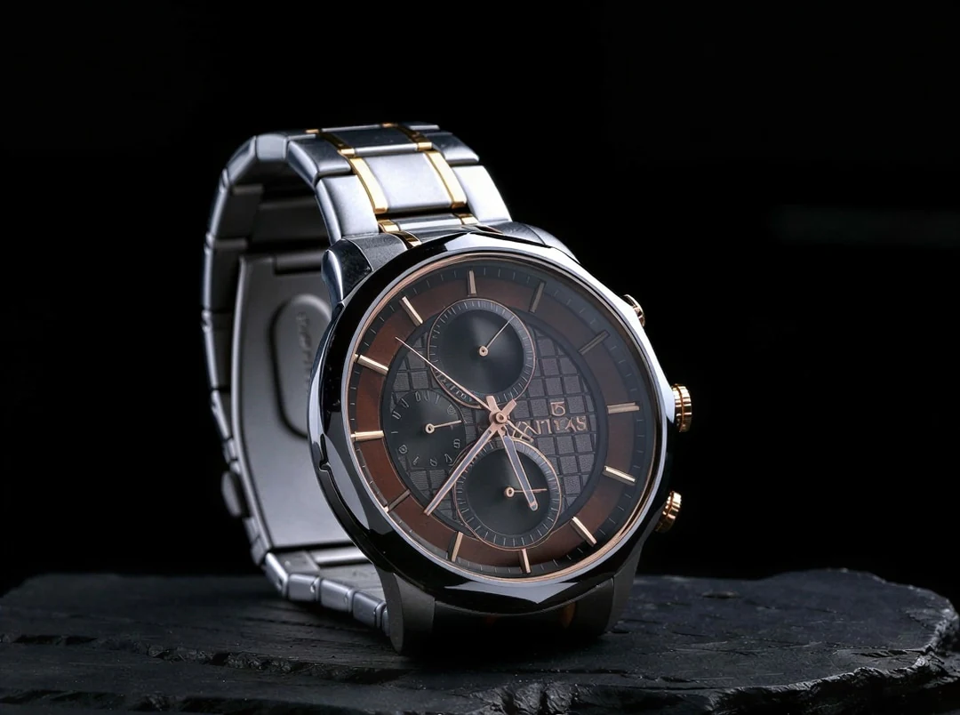 Chronograph watch enlarged with the AI image upscaler