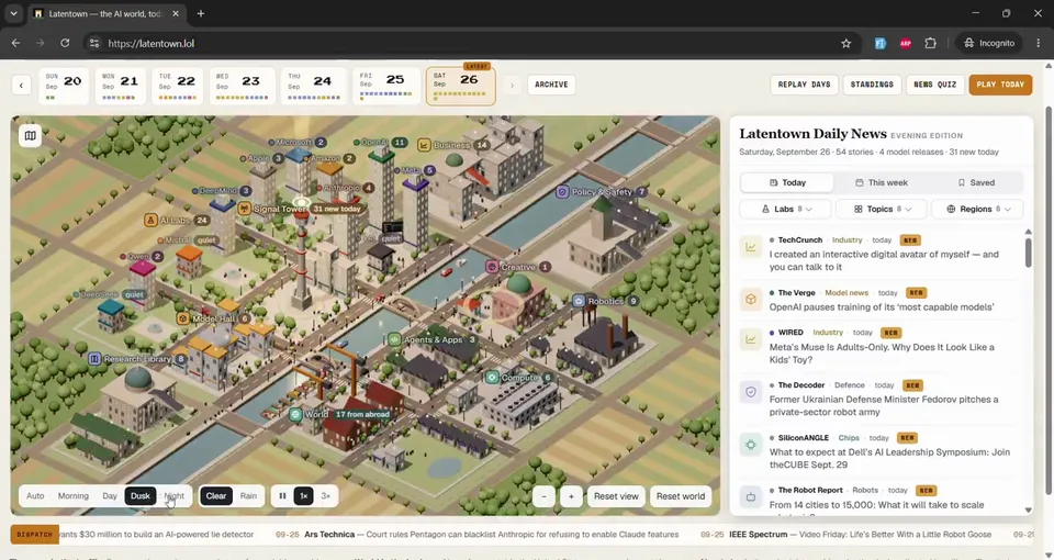 ตัวอย่าง AI News Becomes a 3D City