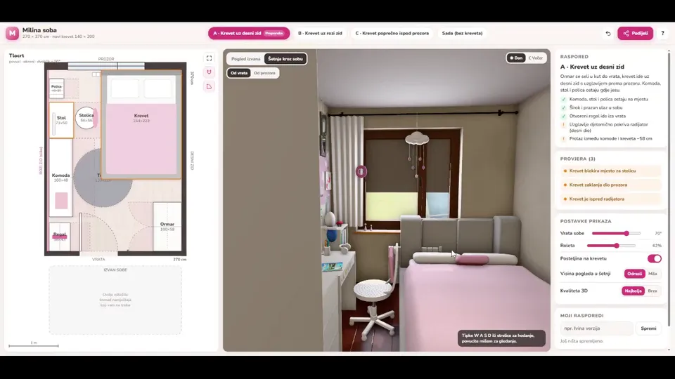 Room planner demo (floor plan + 3D dollhouse + AI panel), Original video