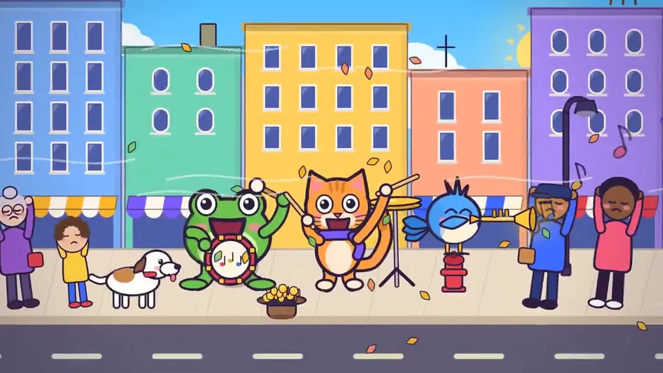 Flat-vector cartoon animal band short, Original video