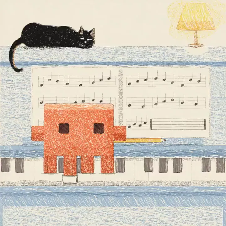 Crayon Storybook Single Take: A Block Creature and a Cat, Original video