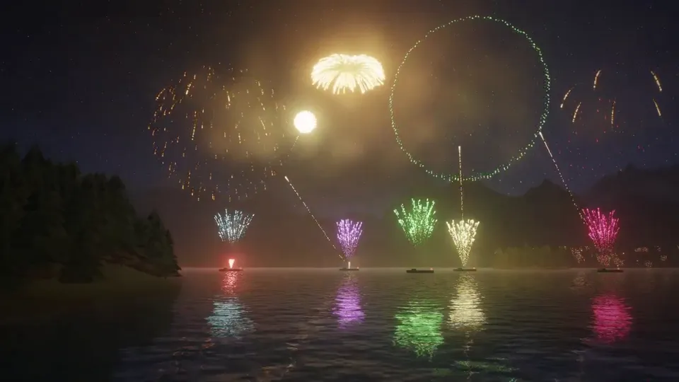 Night Lake Fireworks Show, Original video