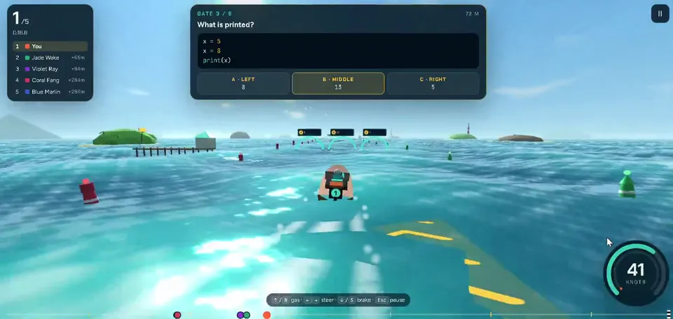 Quiz gate boat racing gameplay video, Original video