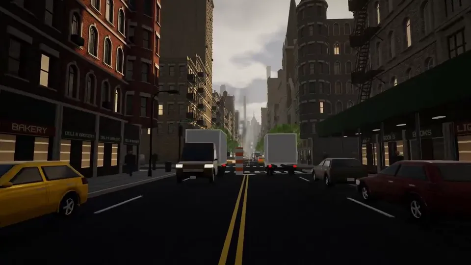 Procedural City Street (One Continuous Shot · Day to Night), Original video