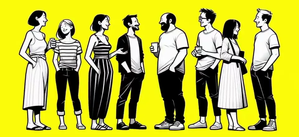 Line Drawn Crowd on Yellow Comes Alive with, Original video