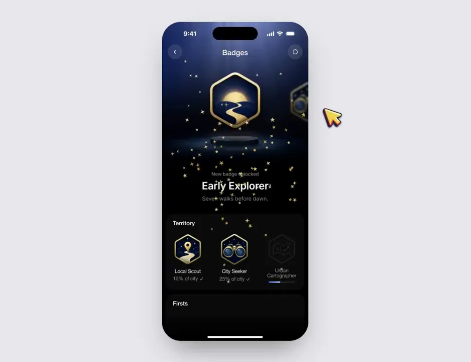 Mobile Badge Unlock Screen with a Lit Hexagon, Original video