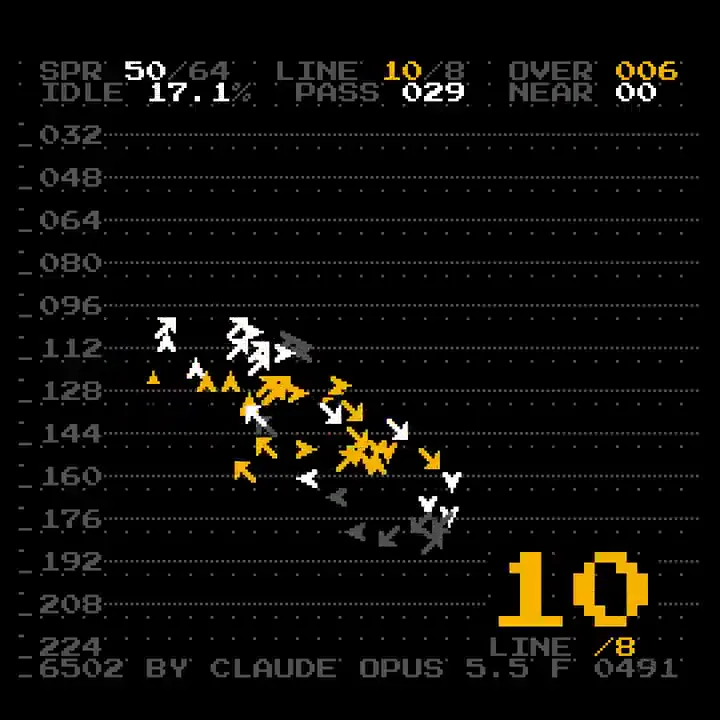 NES sprite flock debug readout, Original video