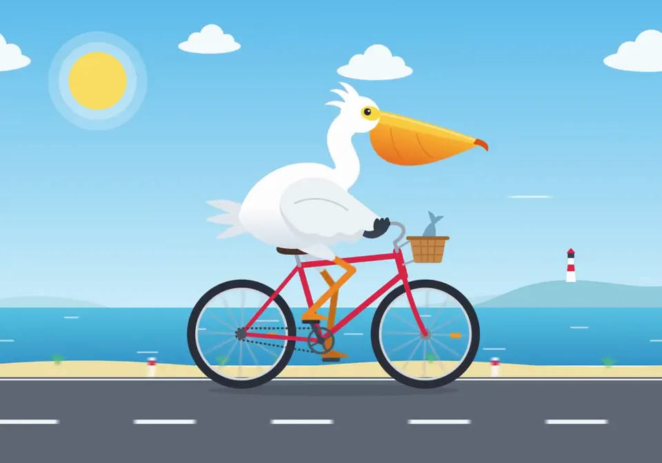 Flat Vector Animation: A Bird Cycling Through a Scrolling World, Original video