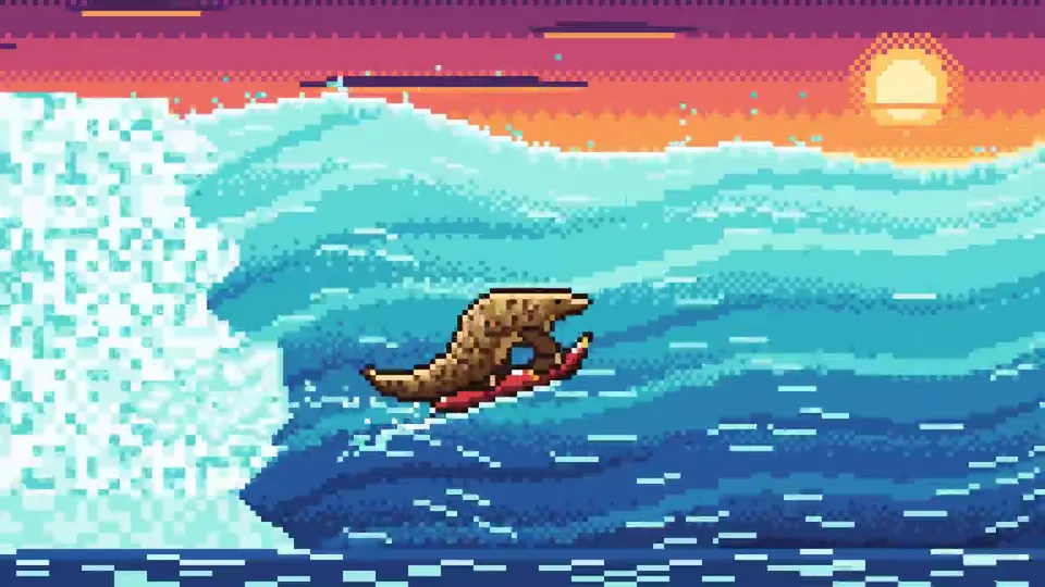 Pixel-Art Surfing Short, Original video