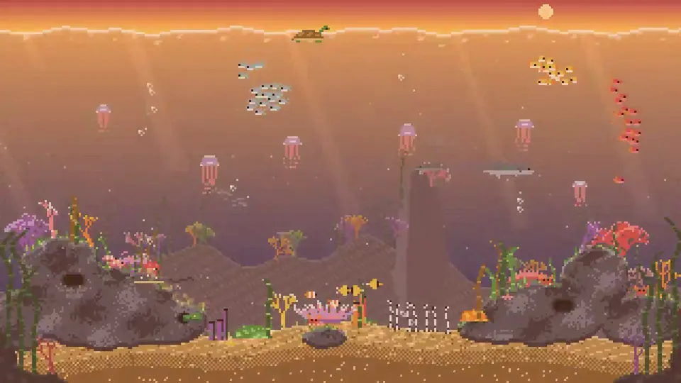 Pixel-Art Coral Reef Day-Night Loop, Original video