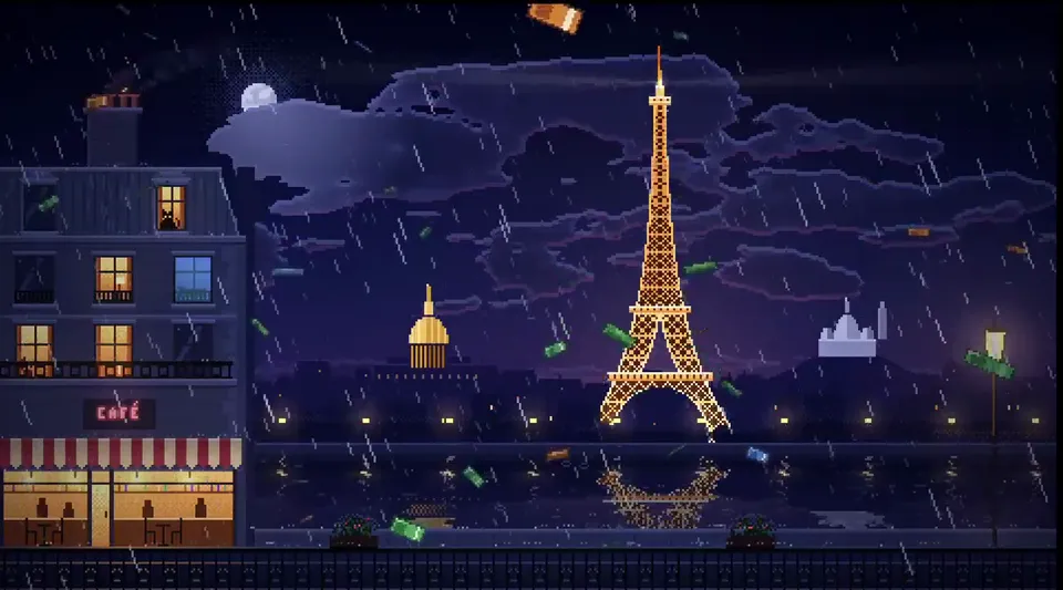 Rainy Pixel-Art Night Scene, Original video