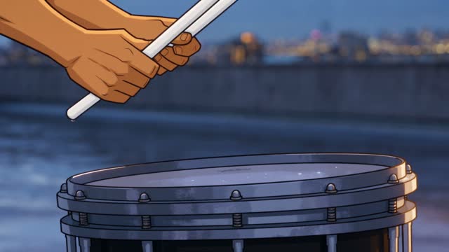 Animated Rooftop Band Performs Above the City