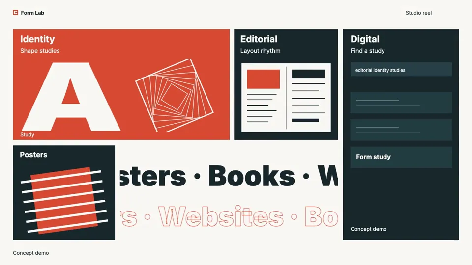 Modular Layouts and Oversized Type Showreel, New topic